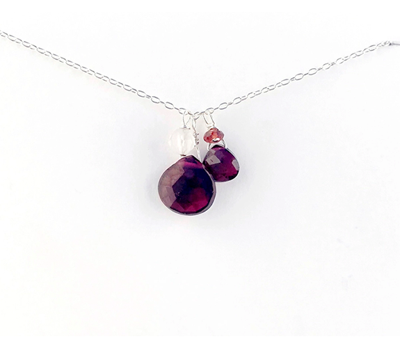 Garnet & Rose Quartz Sterling Silver January Birthstone Necklace - Susan Roberts